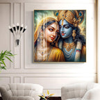 Radha And Krishna Melody Of Heart Premium Acrylic Square Wall Art