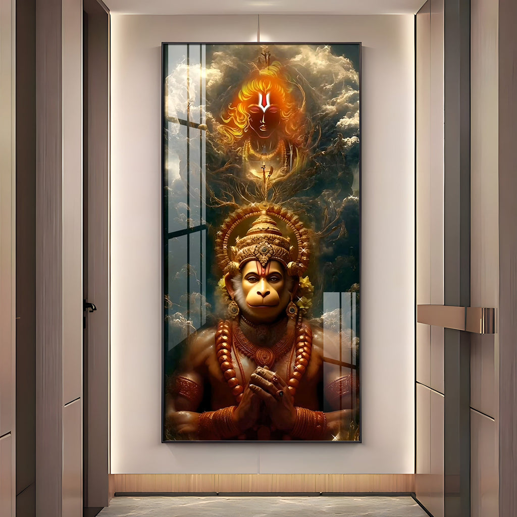Sankatmochan Hanuman Premium Acrylic Vertical Wall Art