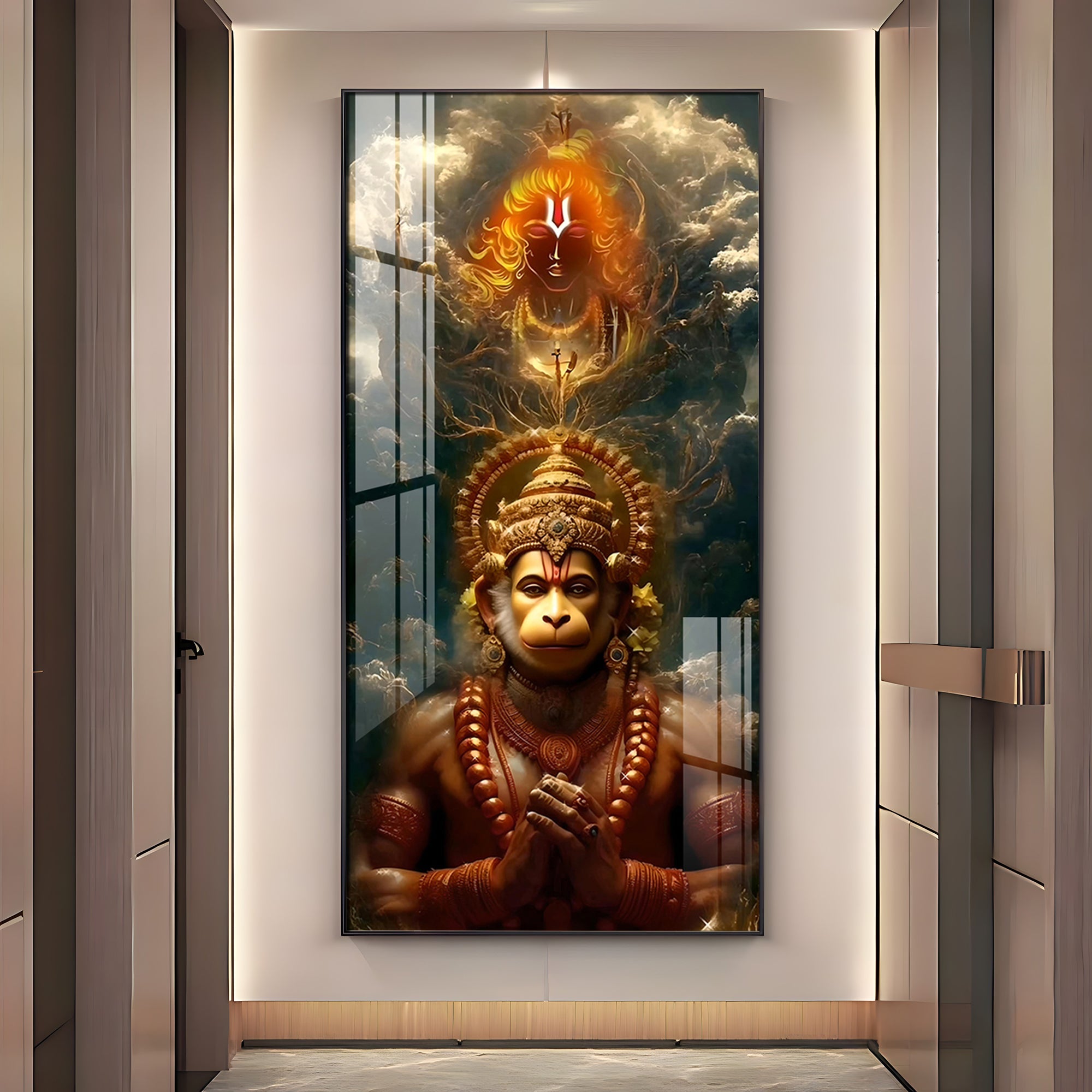 Sankatmochan Hanuman Premium Acrylic Vertical Wall Art