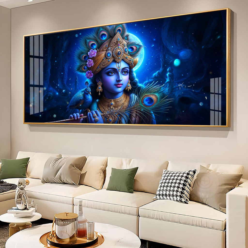 Lord Krishna Bliss Premium Acrylic Horizontal Wall Art