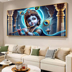 Little Krishna Blessing Premium Acrylic Horizontal Wall Art