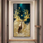 Deer With Golden Antlers Premium Acrylic Vertical Wall Art