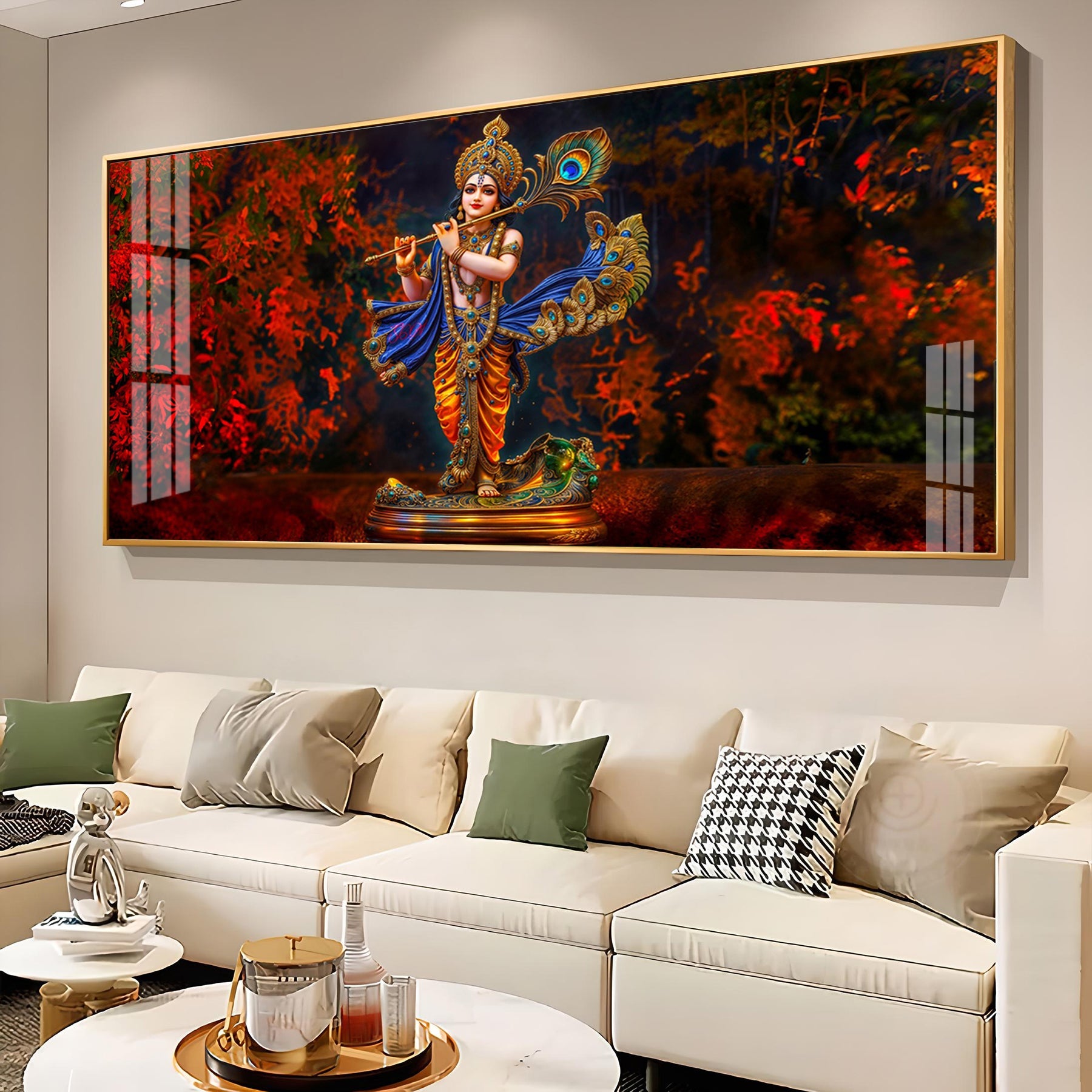 Little Keshava With Flute Premium Acrylic Horizontal Wall Art