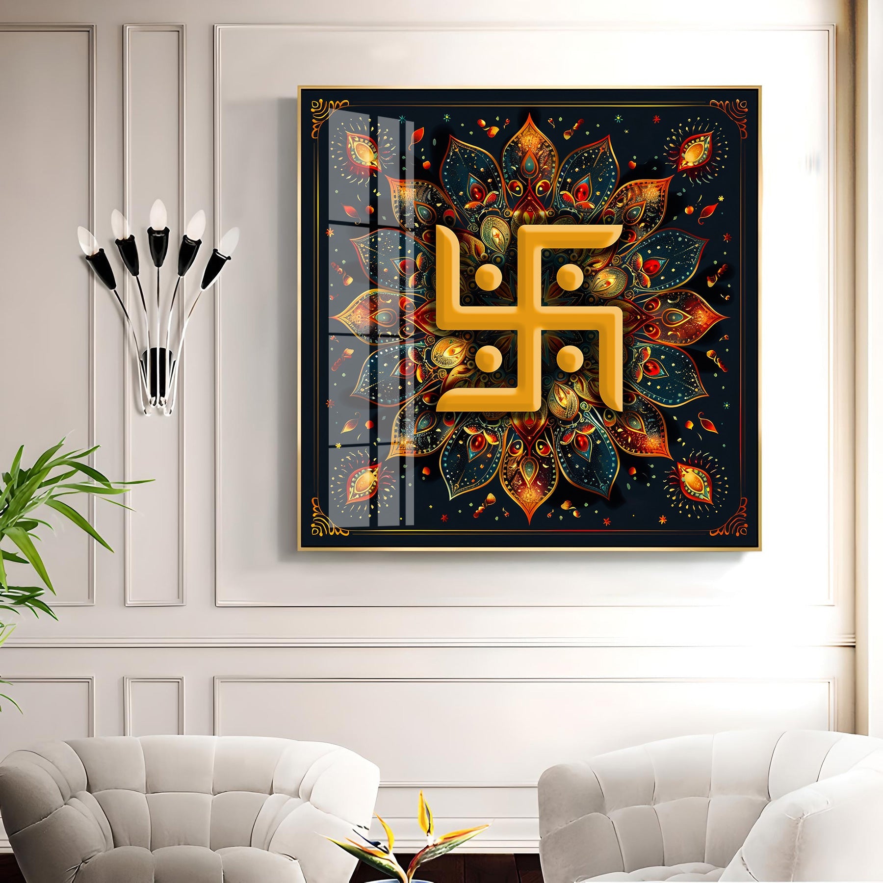 Swastika Character Premium Acrylic Square Wall Art