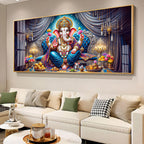 Lord Ganesha With Laddu Premium Acrylic Horizontal Wall Art