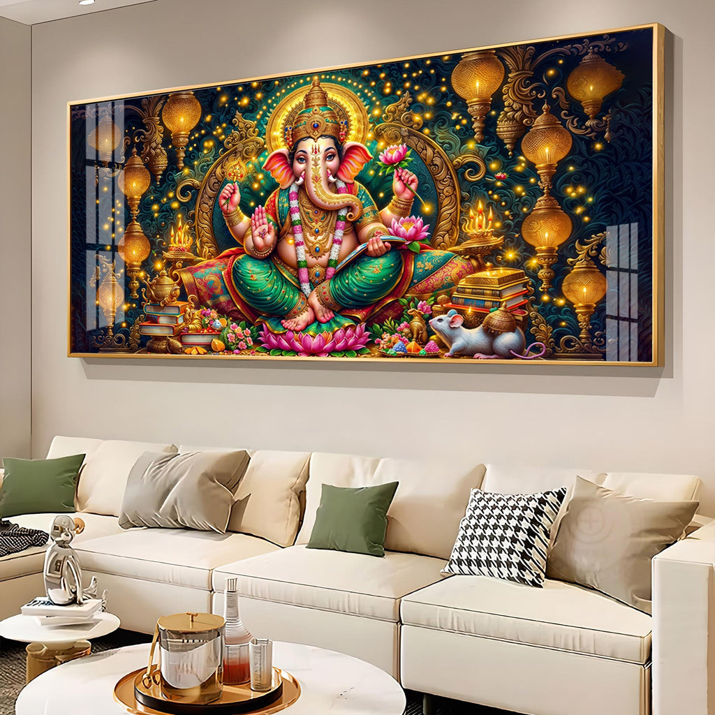 Lord Ganesha Radiance Premium Acrylic Horizontal Wall Art