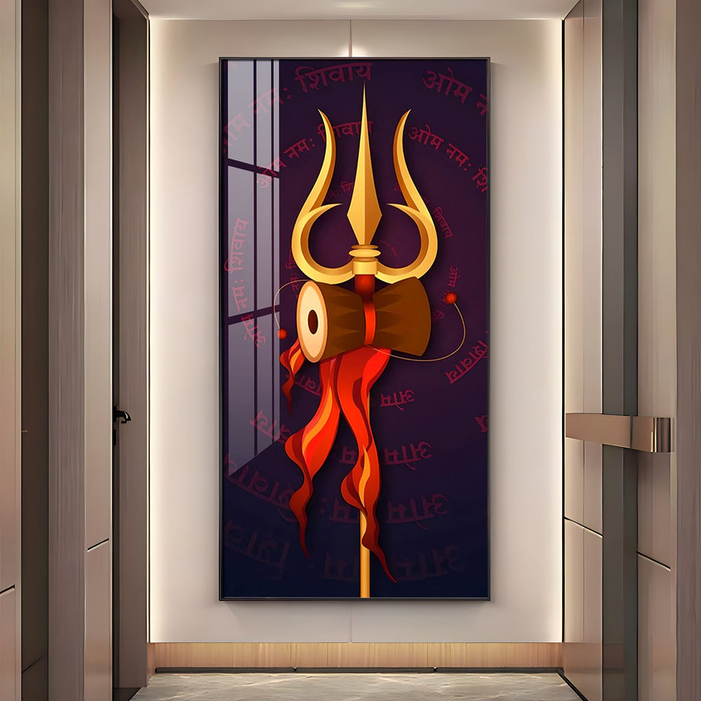Shiva Trishula Premium Acrylic Vertical Wall Art