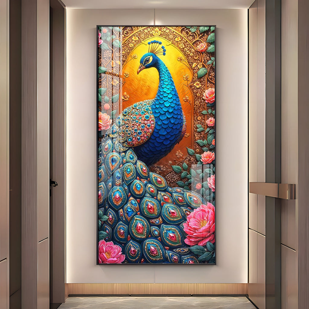 The Peacock Canvas Premium Acrylic Vertical Wall Art