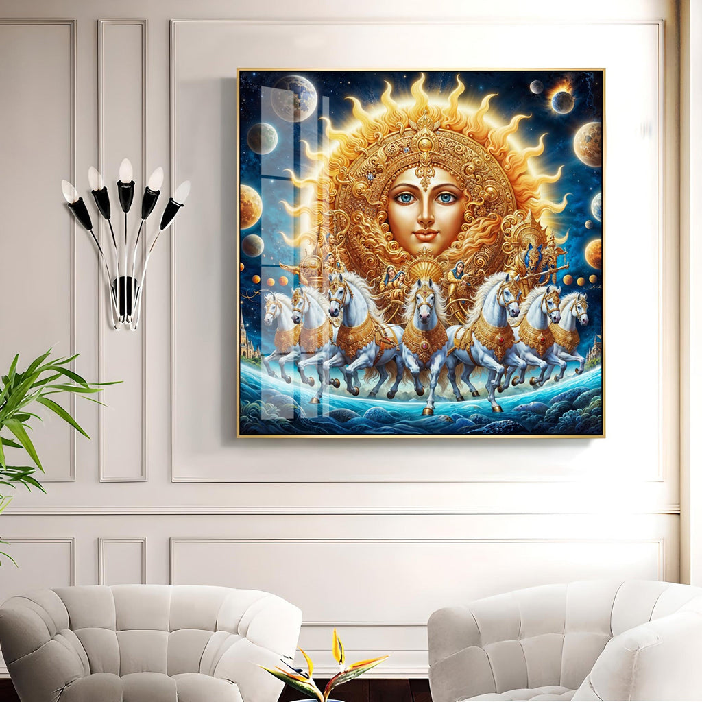 Horses in Bloom Premium Acrylic Square Wall Art