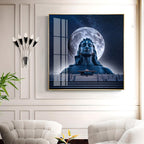 Moon Behind Mahadev Premium Acrylic Square Wall Art