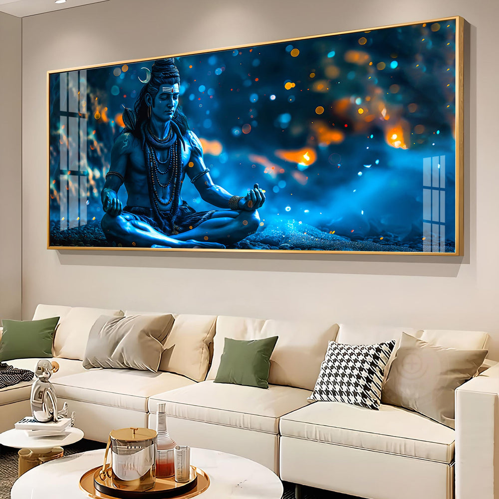 Mahadev In Spiritual Endeavor Premium Acrylic Horizontal Wall Art
