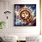 Golden Om Illumination Premium Acrylic Square Wall Art
