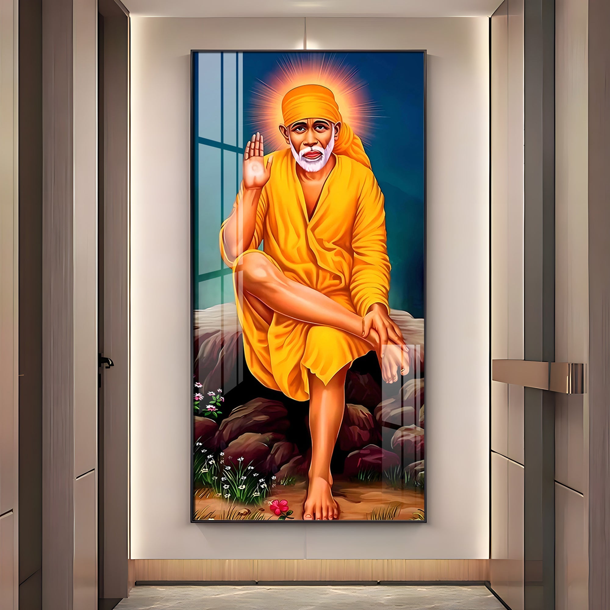 Shirdi Sai Baba Premium Acrylic Vertical Wall Art