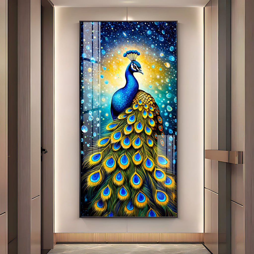 Peacock Majesty Premium Acrylic Vertical Wall Art