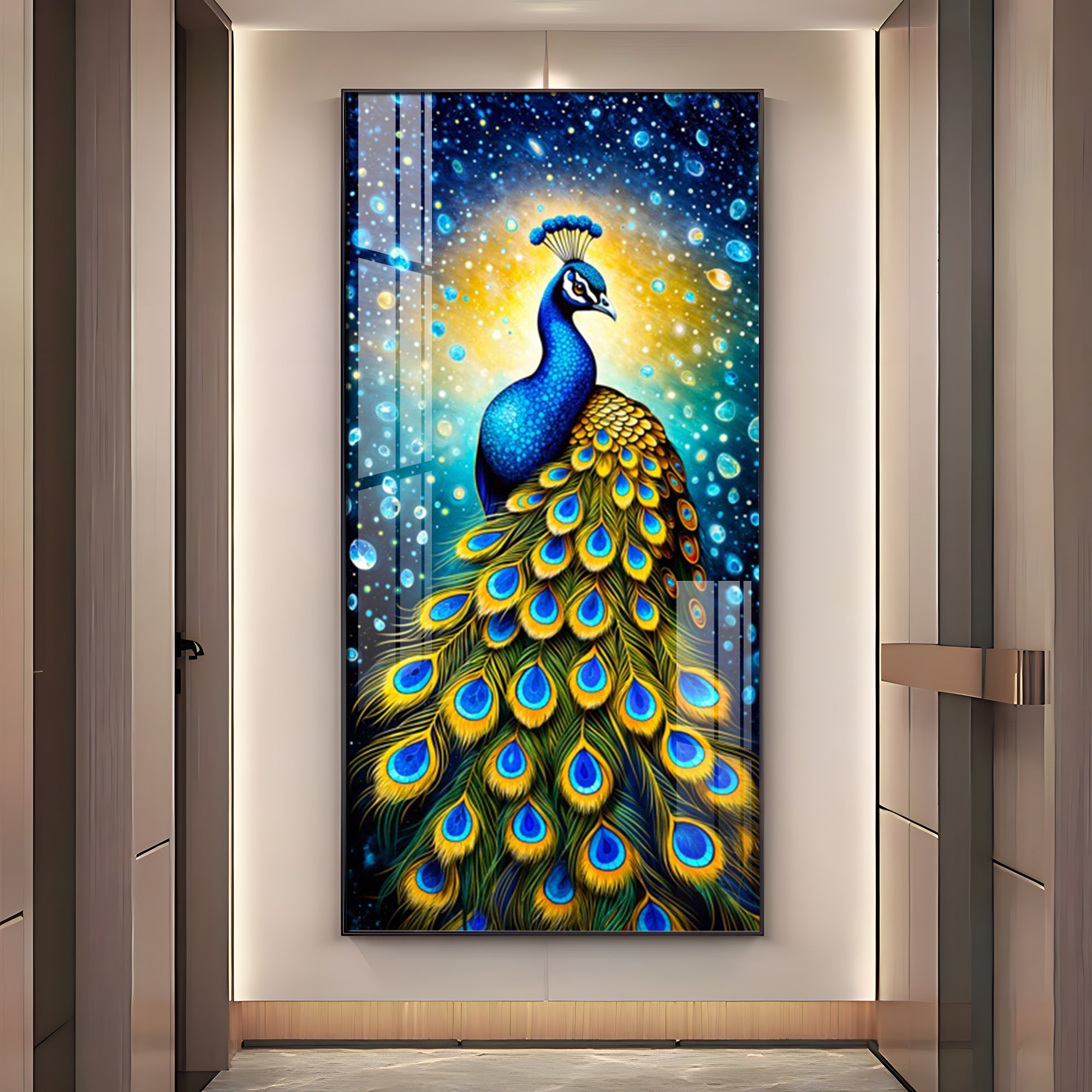 Peacock Majesty Premium Acrylic Vertical Wall Art