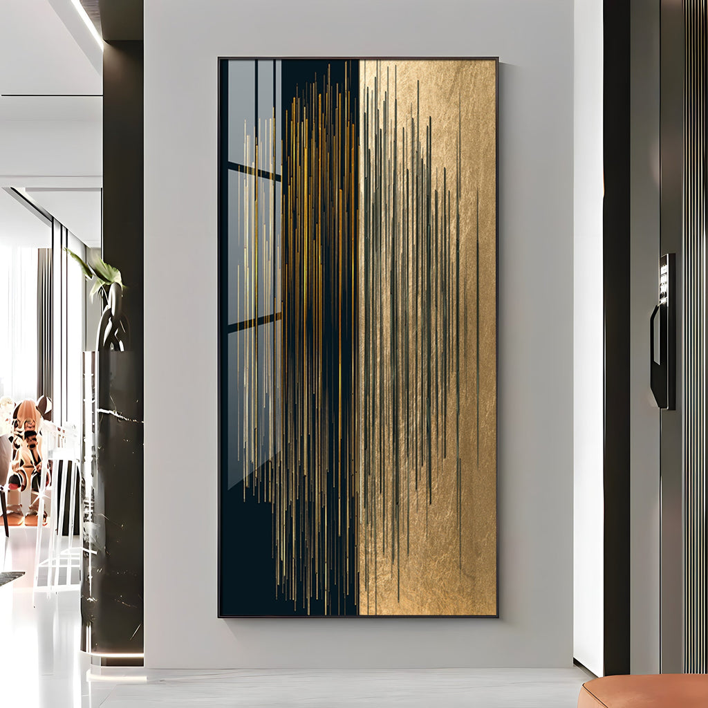 Black & Golden Textured Premium Acrylic Vertical Wall Art