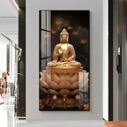 Buddha On Lotus Premium Acrylic Vertical Wall Art
