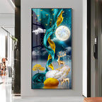 Deers With Full Moon Premium Acrylic Vertical Wall Art