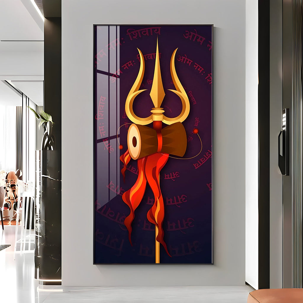 Shiva Trishula Premium Acrylic Vertical Wall Art