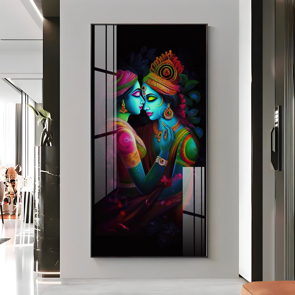 Shri Radhe Krishna Premium Acrylic Vertical Wall Art
