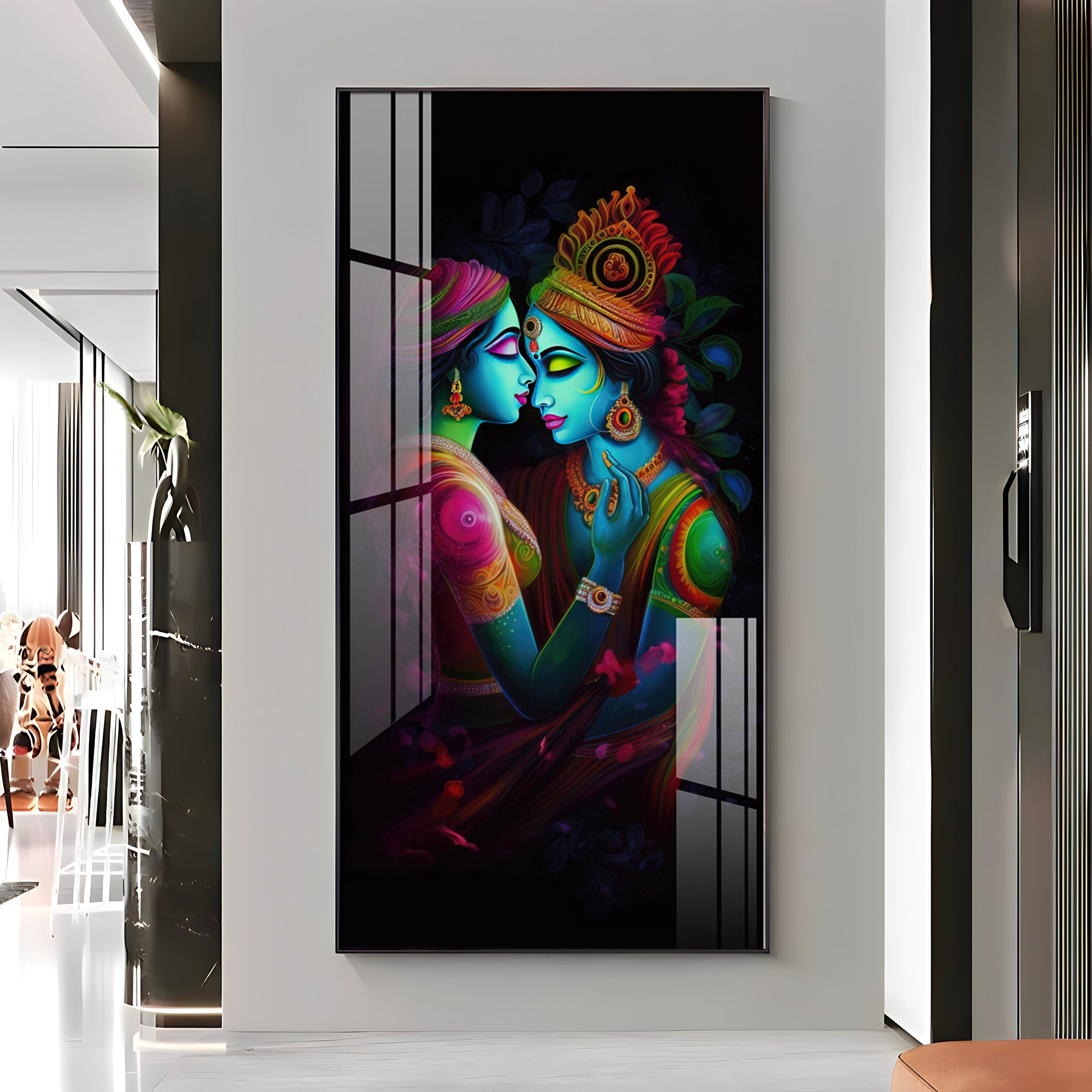 Shri Radhe Krishna Premium Acrylic Vertical Wall Art