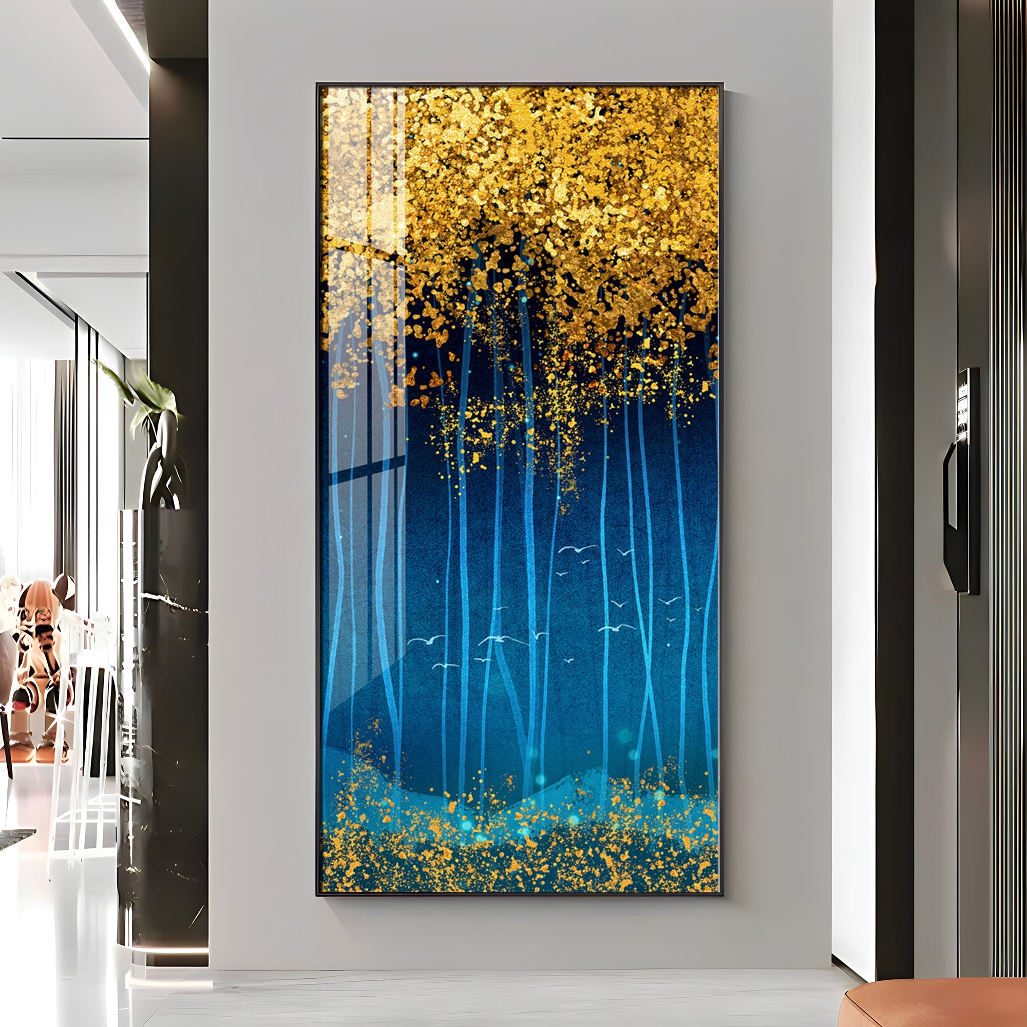 Sparkling Leaves Premium Acrylic Vertical Wall Art