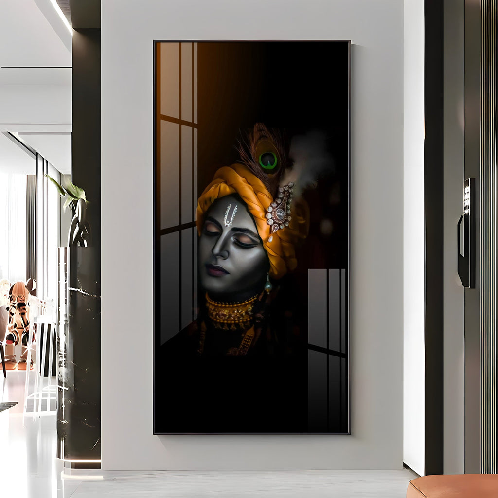 Lord Krishna Premium Acrylic Vertical Wall Art