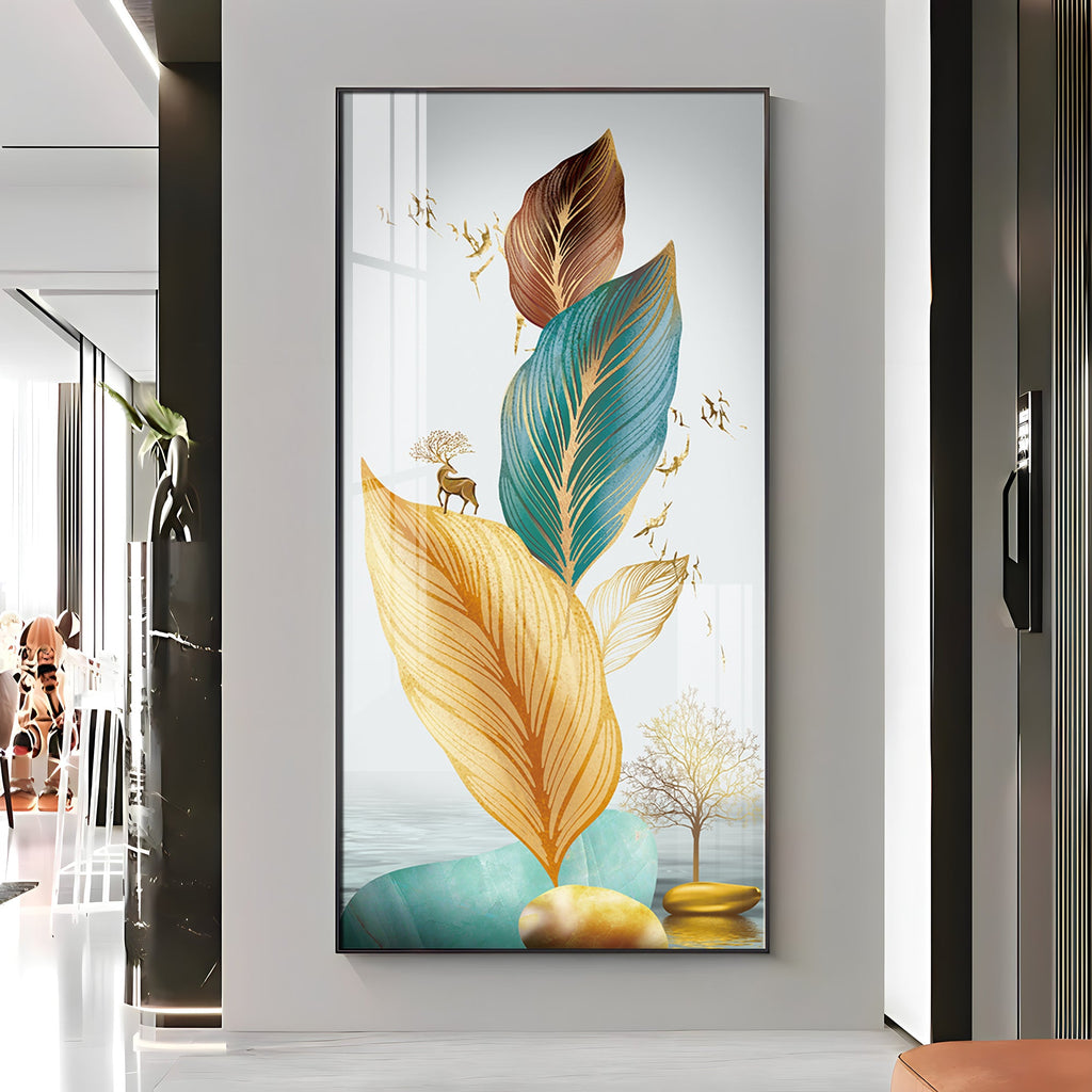 Colorful Feathers Premium Acrylic Vertical Wall Art