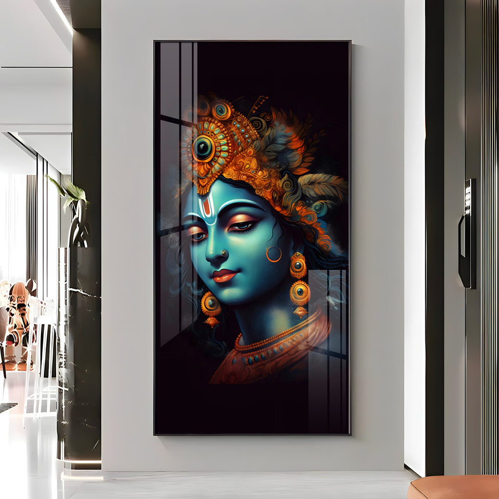 Lord Shree Krishna Premium Acrylic Vertical Wall Art