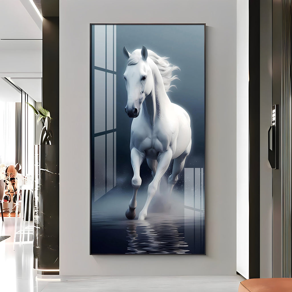Beautiful White Horse Premium Acrylic Vertical Wall Art