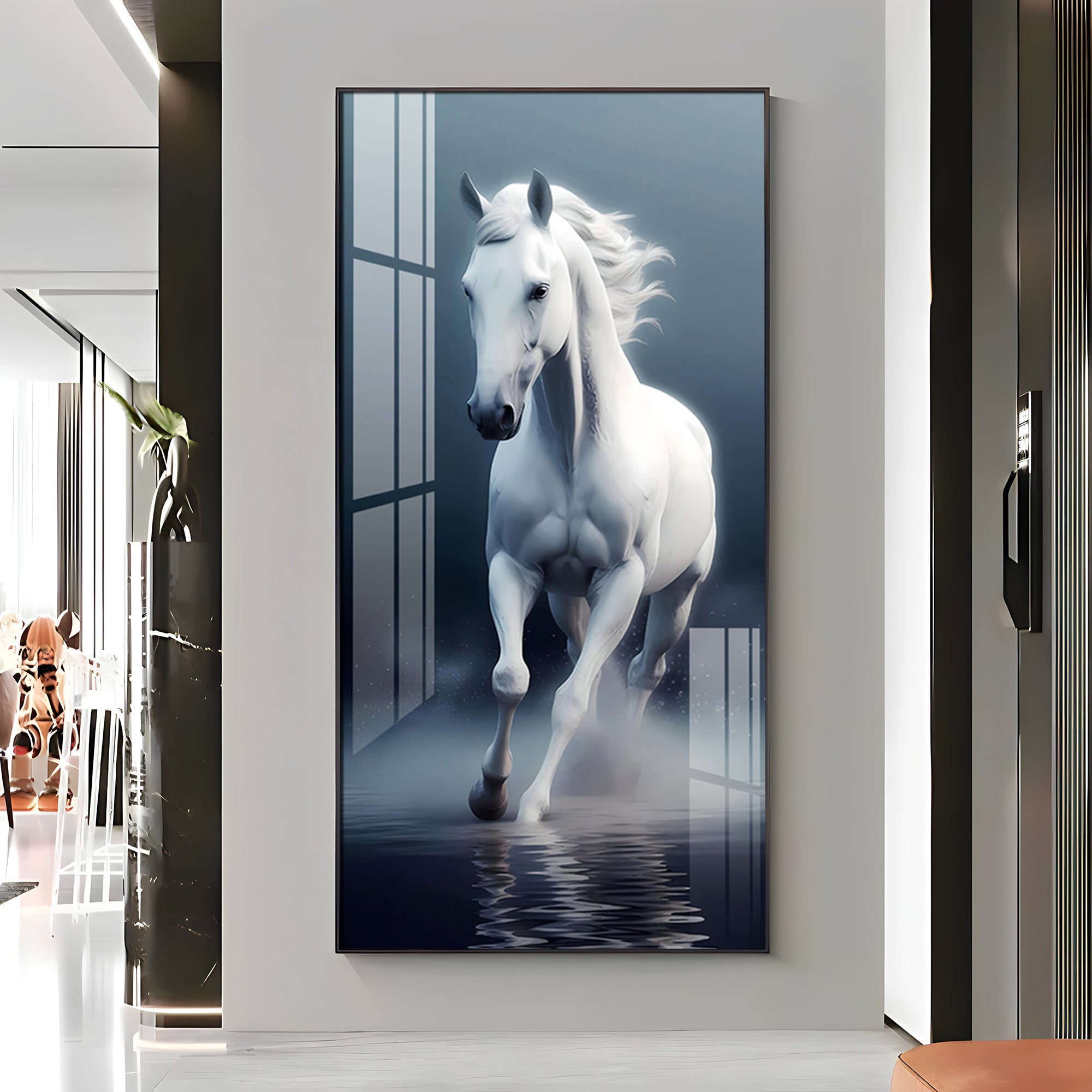Beautiful White Horse Premium Acrylic Vertical Wall Art