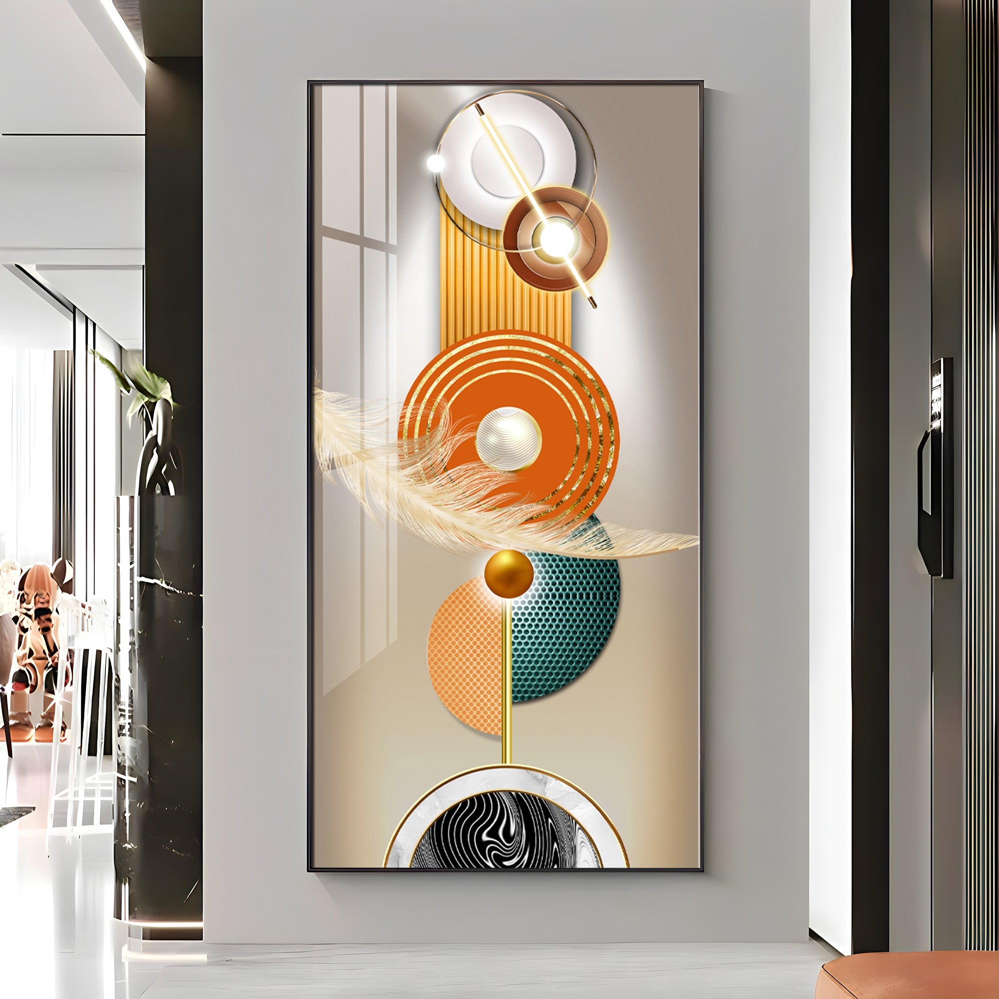 Luxury Crystal Circle Premium Acrylic Vertical Wall Art