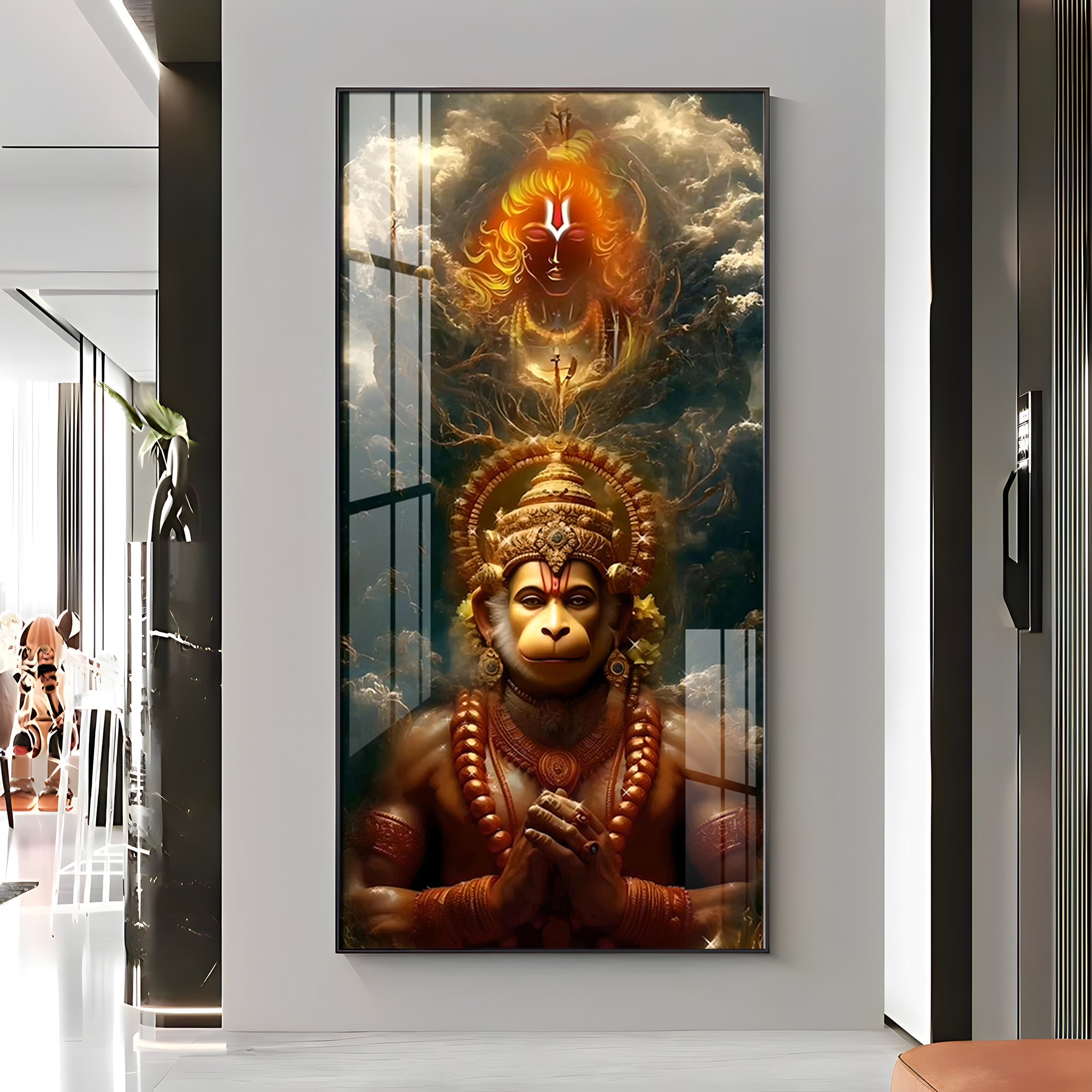 Sankatmochan Hanuman Premium Acrylic Vertical Wall Art