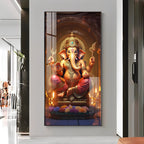 Jai Shree Ganesh Premium Acrylic Vertical Wall Art