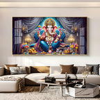 Lord Ganesha With Laddu Premium Acrylic Horizontal Wall Art