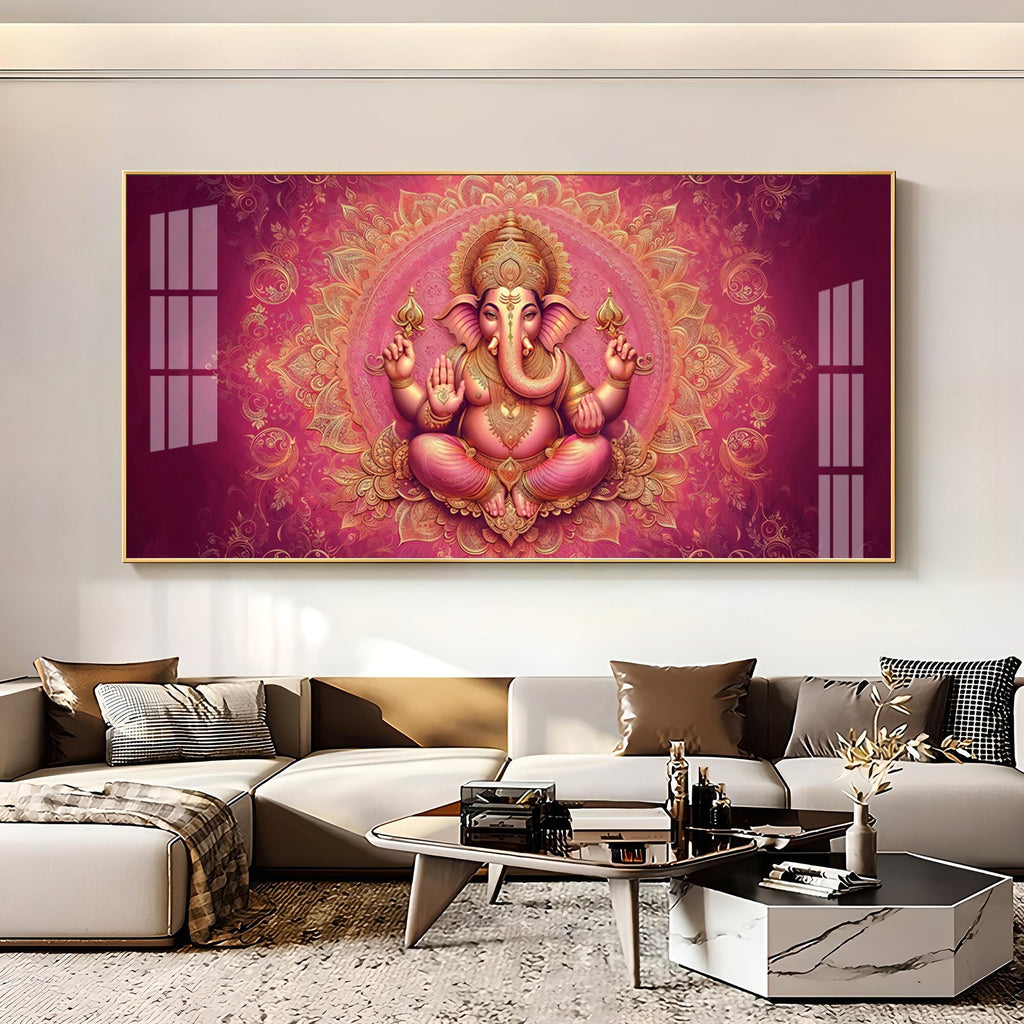 Lord Ganesha Giving Blessing Premium Acrylic Horizontal Wall Art