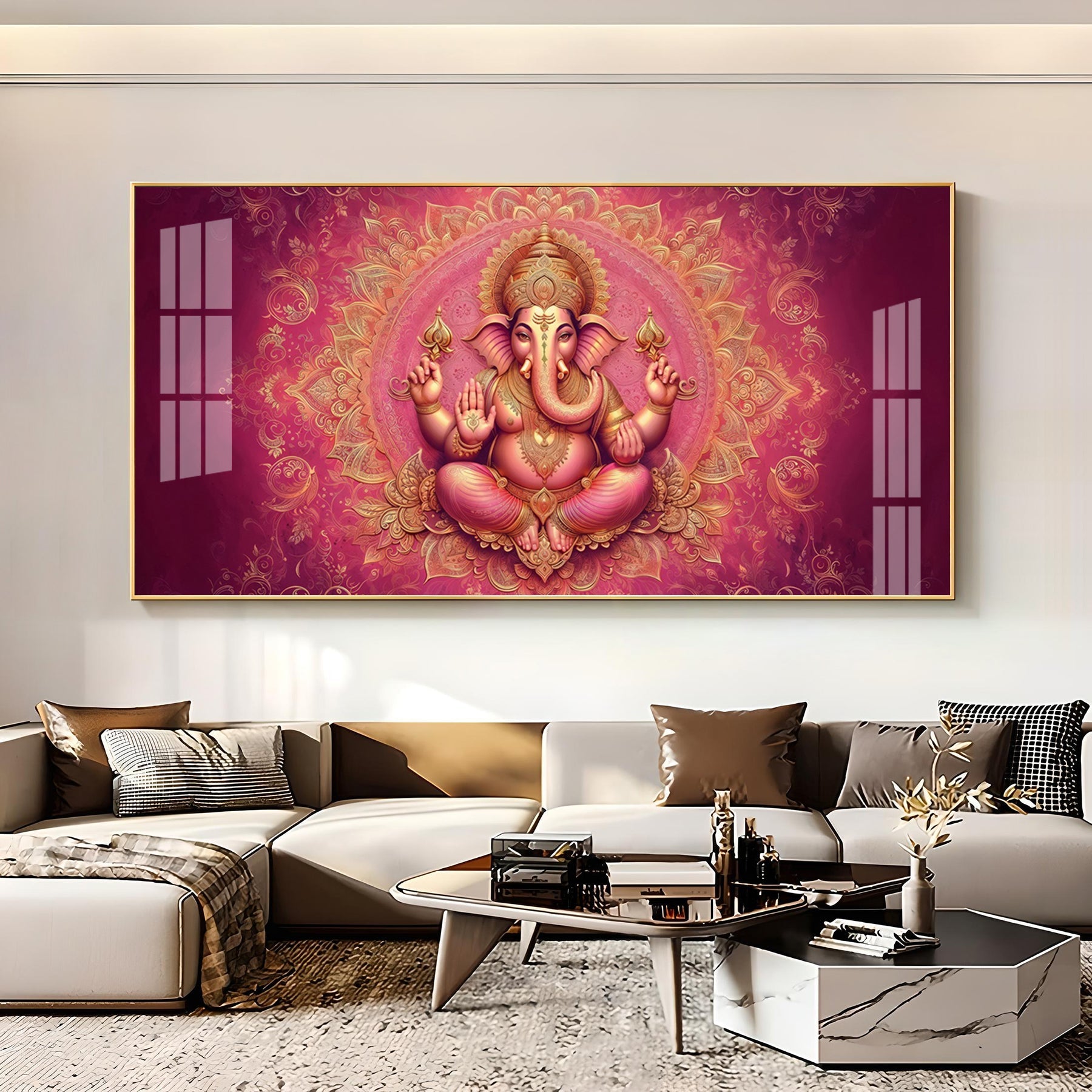 Lord Ganesha Giving Blessing Premium Acrylic Horizontal Wall Art