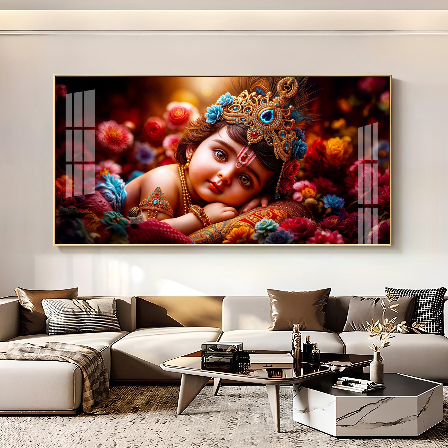 Cute Little Krishna Premium Acrylic Horizontal Wall Art