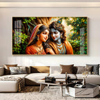 Krishna and Radha in Tranquility Premium Acrylic Horizontal Wall Art