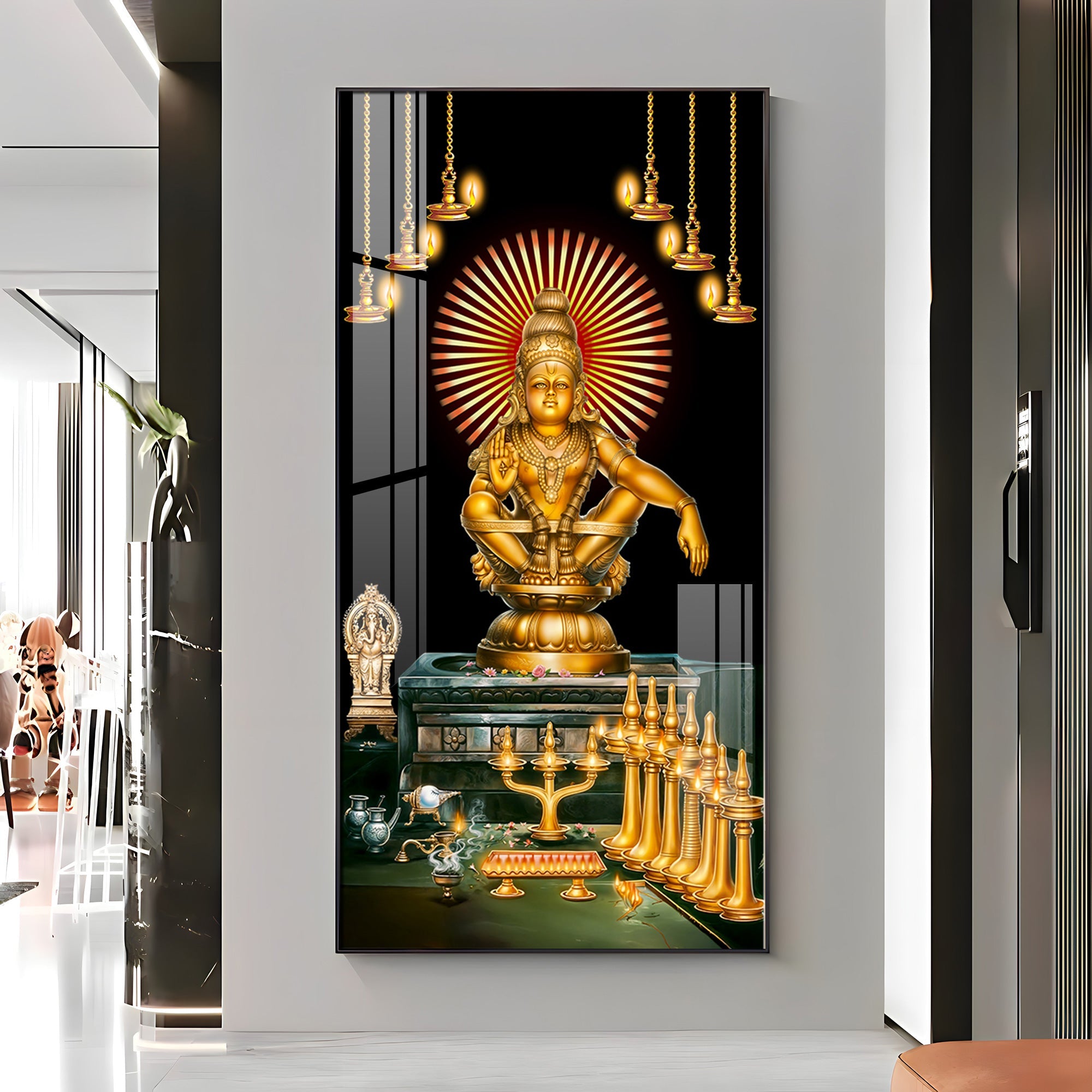 Lord Ayyappa Swamy Premium Acrylic Vertical Wall Art