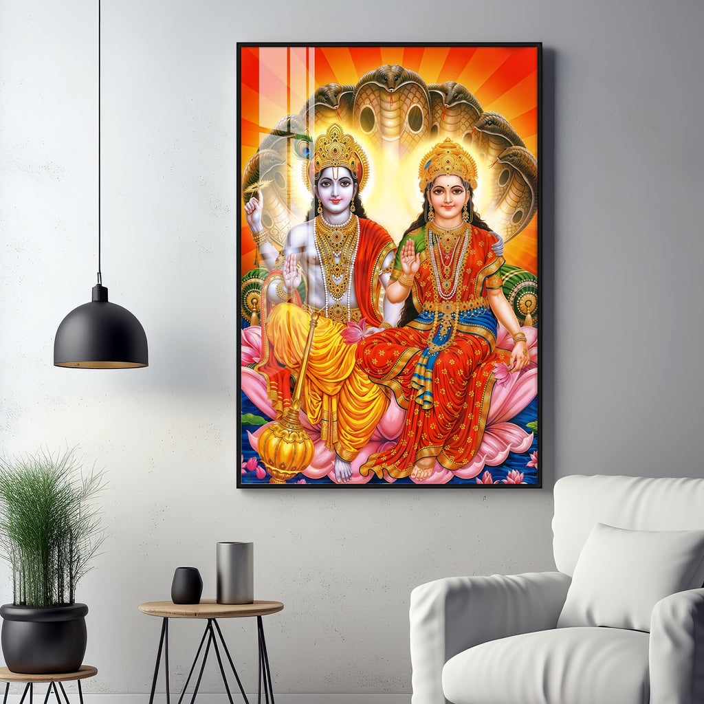 Laxmi Narayan Premium Acrylic Vertical Wall Art