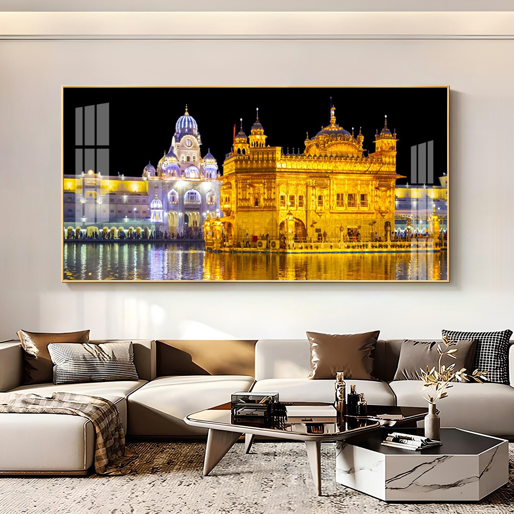 The Majestic Golden Temple Premium Acrylic Horizontal Wall Art