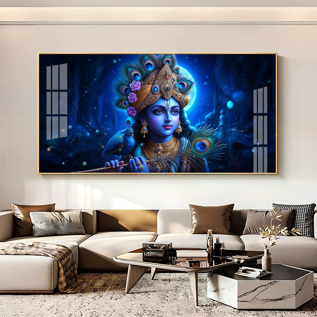 Lord Krishna Bliss Premium Acrylic Horizontal Wall Art