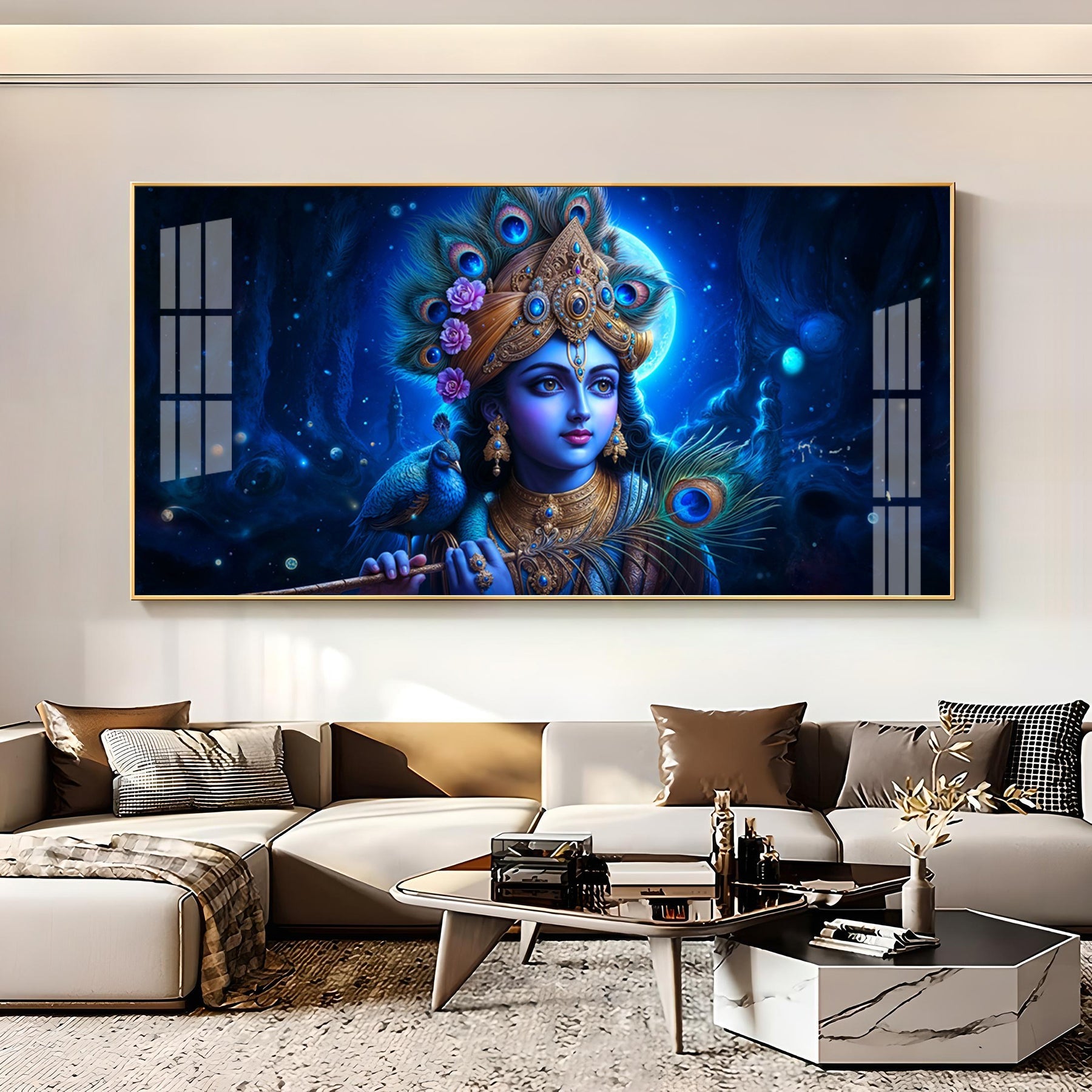Lord Krishna Bliss Premium Acrylic Horizontal Wall Art