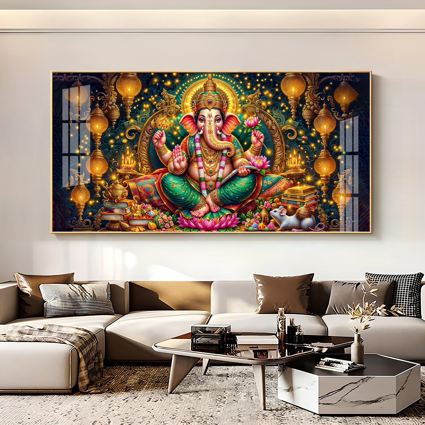 Lord Ganesha Radiance Premium Acrylic Horizontal Wall Art