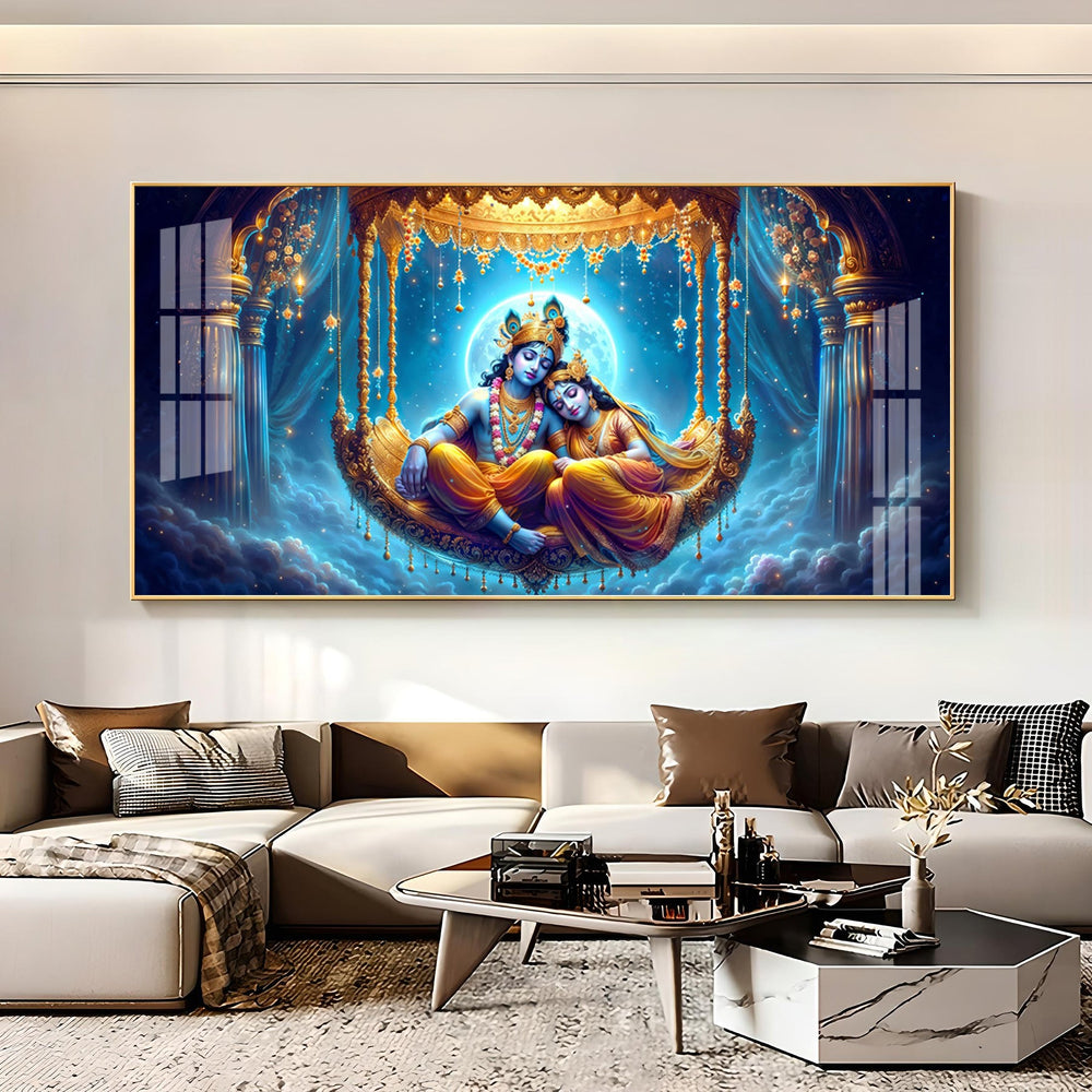 Krishna and Radha Harmony Premium Acrylic Horizontal Wall Art