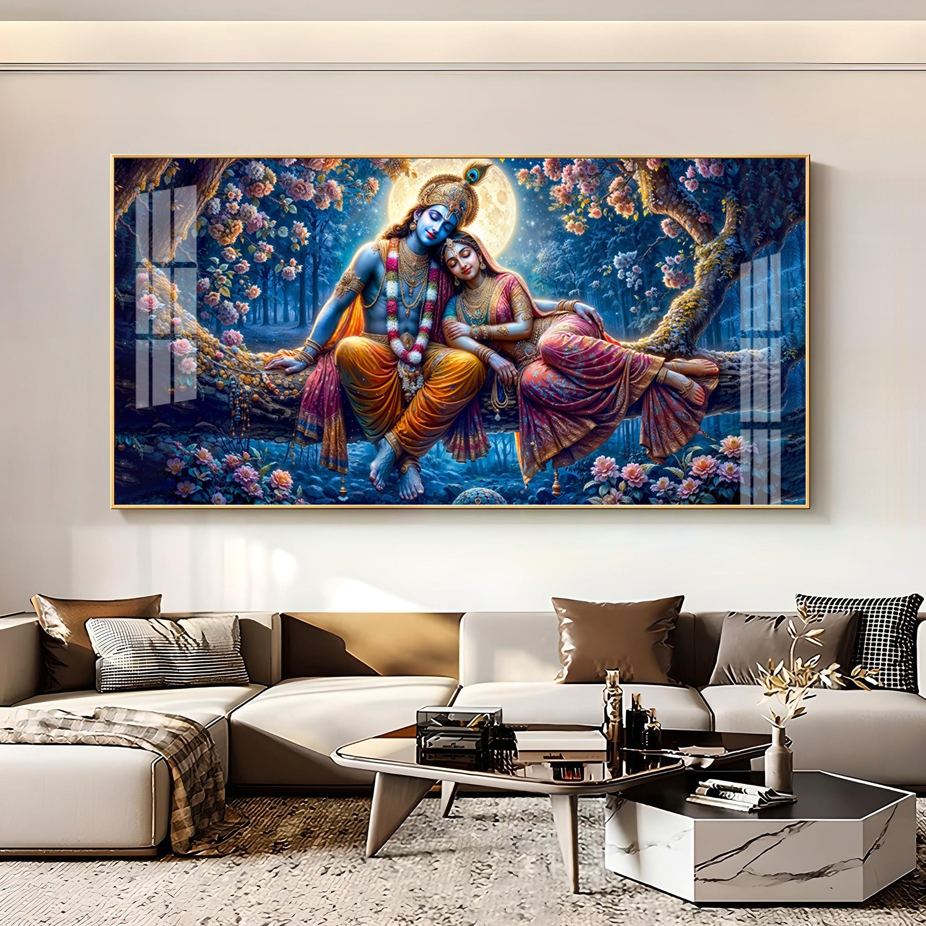 Krishna and His Beloved Premium Acrylic Horizontal Wall Art