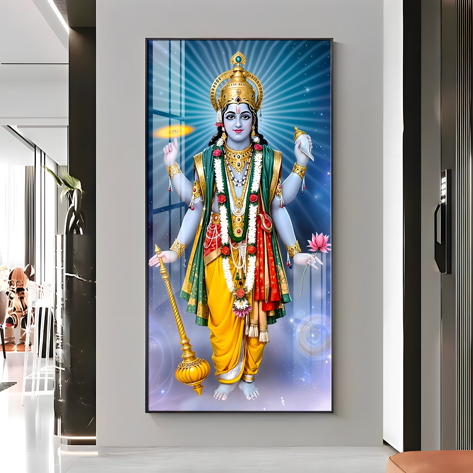 Lord Vishnu ji Premium Acrylic Vertical Wall Art