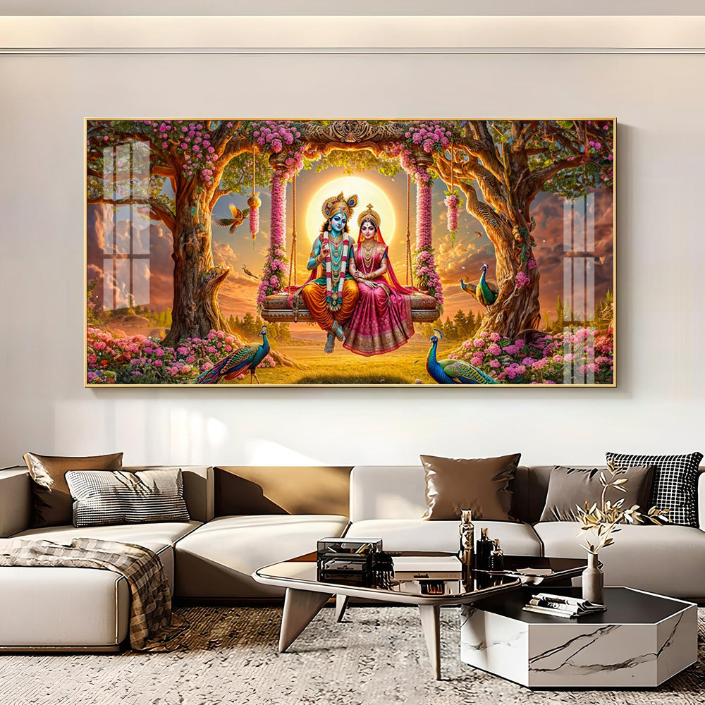 Krishna and Radha SeeSaw Premium Acrylic Horizontal Wall Art