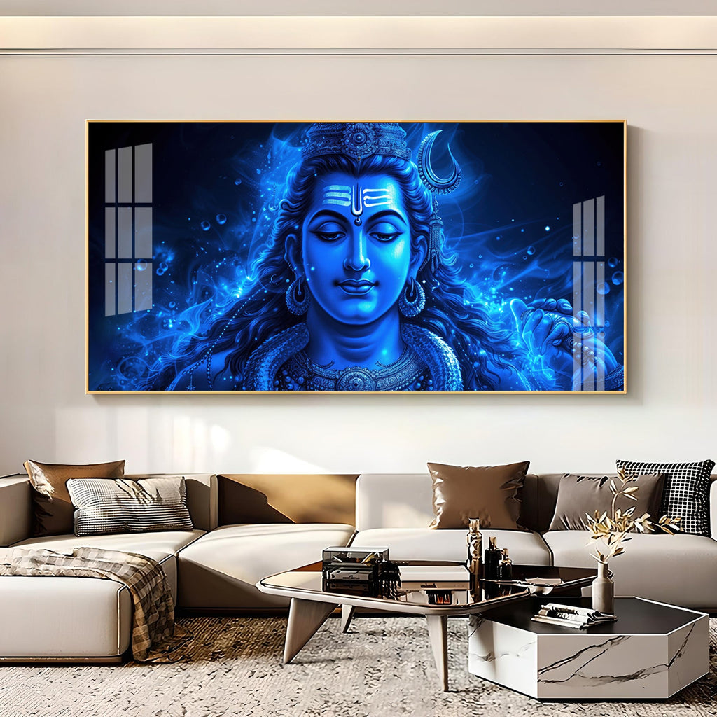 Lord Shiv Shakti Aura Premium Acrylic Horizontal Wall Art
